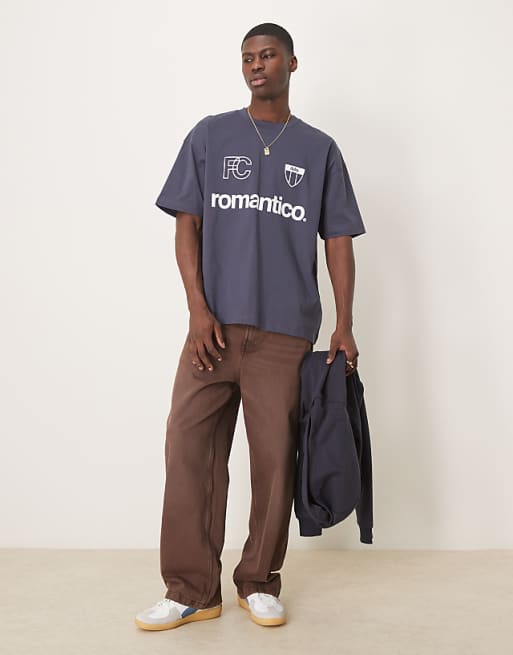 DESIGN Oversized T-shirt With Sports Graphic In Navy