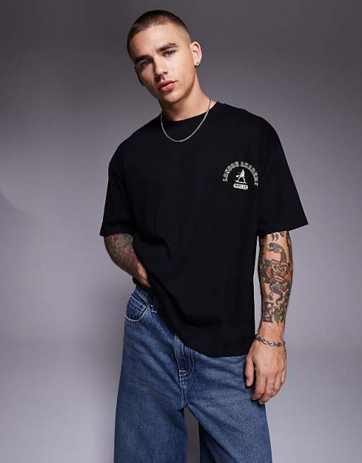 DESIGN Oversized T-shirt With Sports Graphic In Black