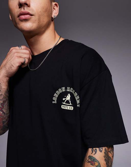 DESIGN Oversized T-shirt With Sports Graphic In Black
