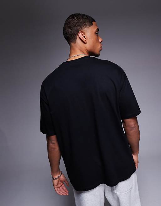 DESIGN Oversized T-shirt With Sports Graphics In Black