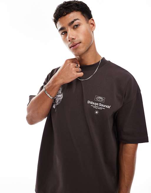 DESIGN Oversized T-shirt With Street Graphic In Brown