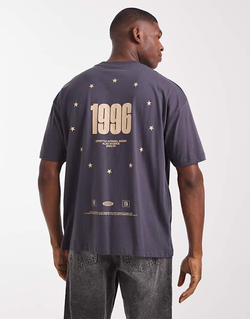 DESIGN oversized t-shirt with street graphic in grey