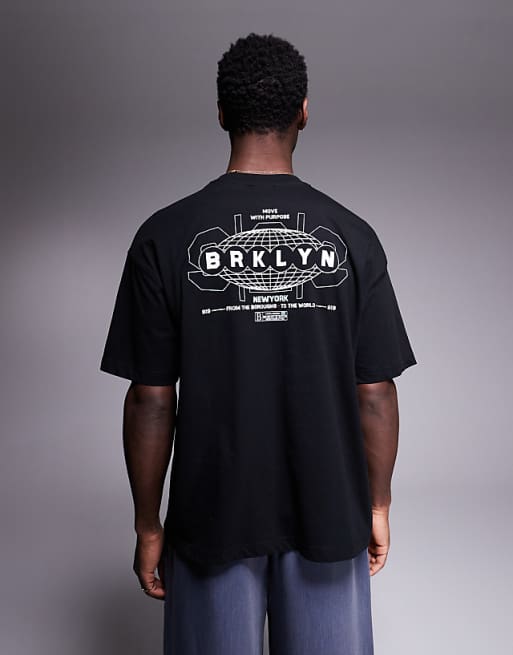 DESIGN oversized t-shirt with street graphic in black