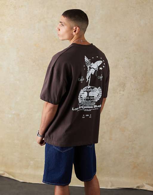 DESIGN Oversized T-shirt With Street Graphic In Brown