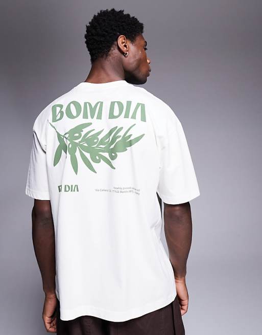 DESIGN Oversized T-shirt With Summer Graphic In Off White
