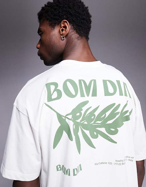 DESIGN oversized t-shirt with summer graphic in off white