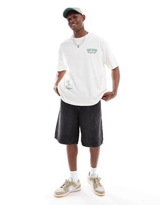 DESIGN Oversized T-shirt With Summer Graphic In Off White