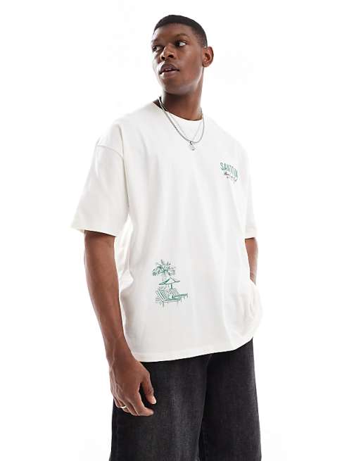 DESIGN Oversized T-shirt With Summer Graphic In Off White