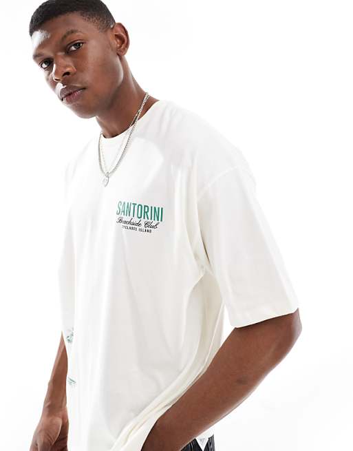 DESIGN Oversized T-shirt With Summer Graphic In Off White