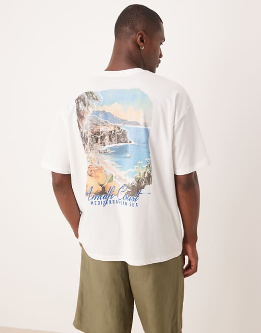 DESIGN oversized t-shirt with summer graphic in white