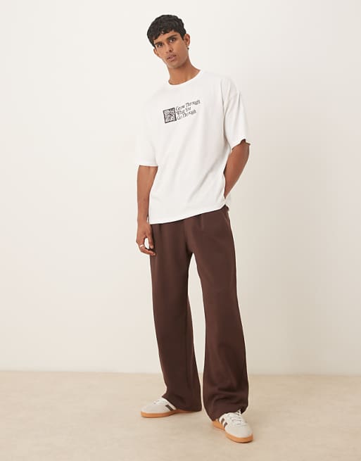 DESIGN Oversized T-shirt With Text Embroidery In White