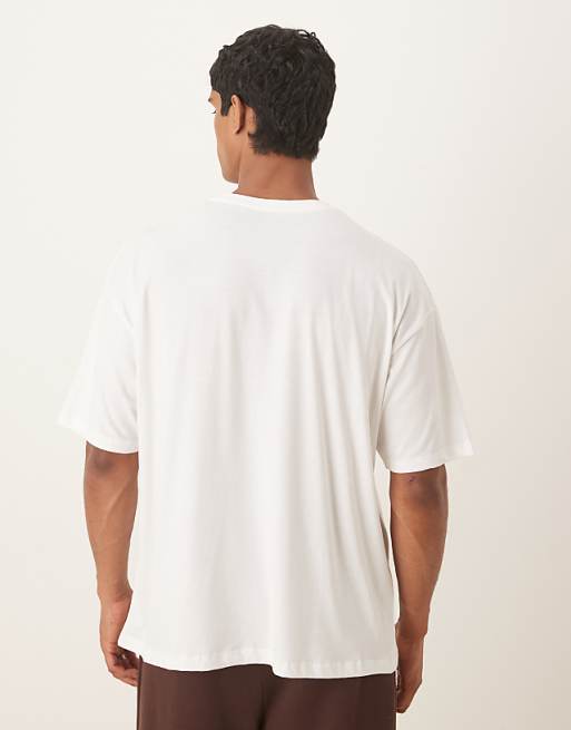 DESIGN Oversized T-shirt With Text Embroidery In White