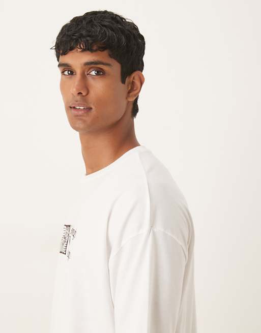 DESIGN Oversized T-shirt With Text Embroidery In White