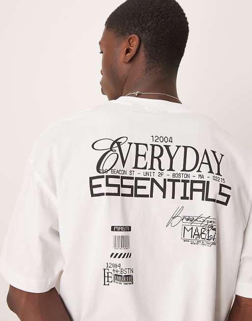 DESIGN Oversized T-shirt With Text Graphic In White