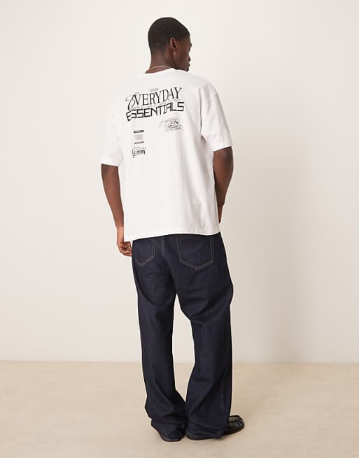 DESIGN Oversized T-shirt With Text Graphic In White