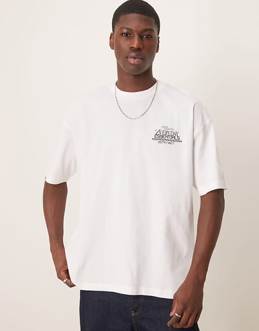 DESIGN Oversized T-shirt With Text Graphic In White
