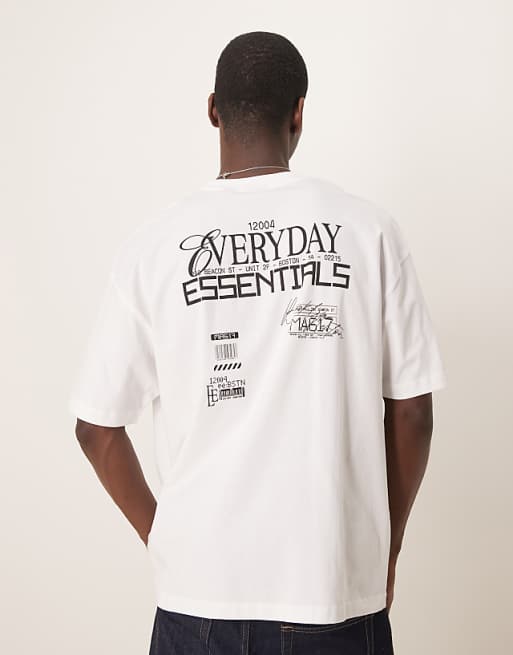 DESIGN oversized t-shirt with text graphic in white
