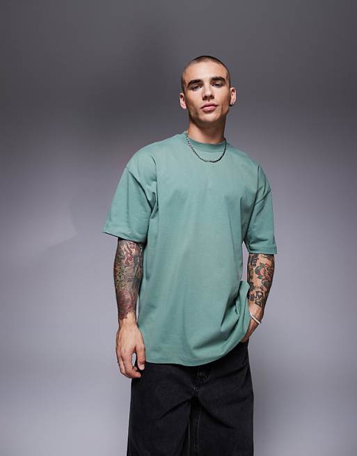 DESIGN Oversized T-shirt With Text Graphic In Green