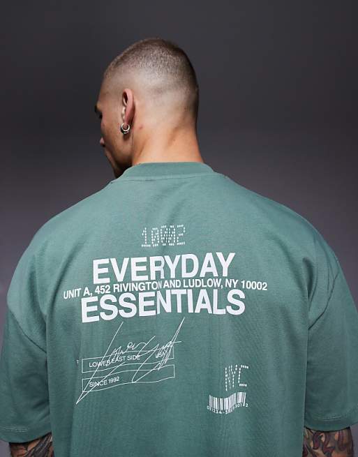 DESIGN Oversized T-shirt With Text Graphic In Green