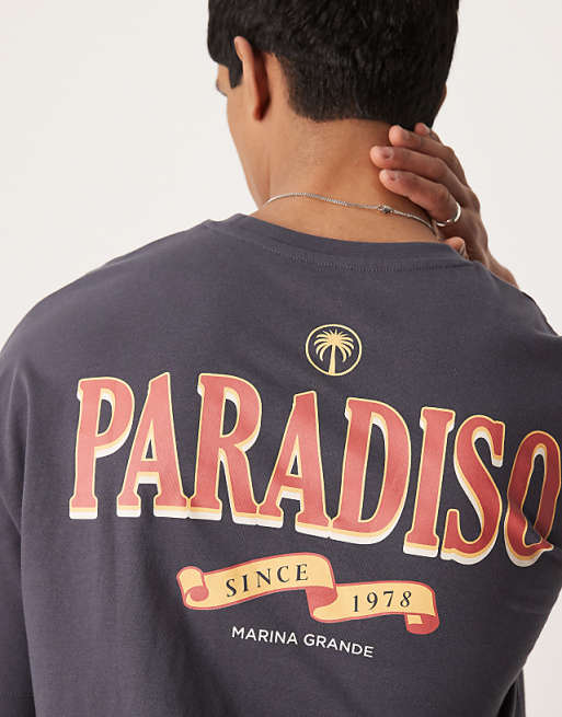 DESIGN Oversized T-shirt With Text Graphic In Charcoal