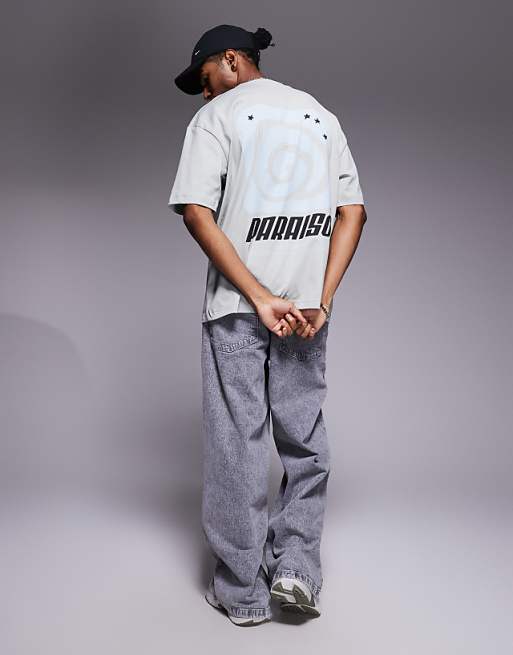 DESIGN Oversized T-shirt With Text Graphic In Light Grey