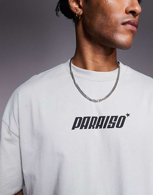 DESIGN Oversized T-shirt With Text Graphic In Light Grey