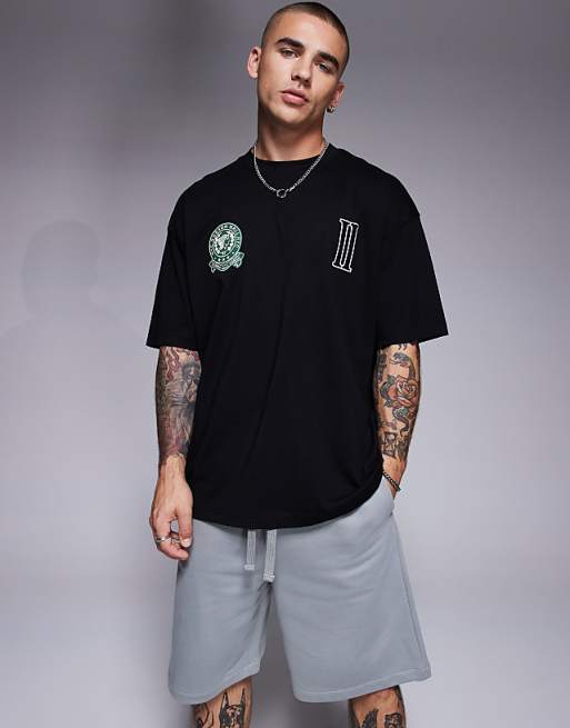 DESIGN Oversized T-shirt With Text Graphics In Black