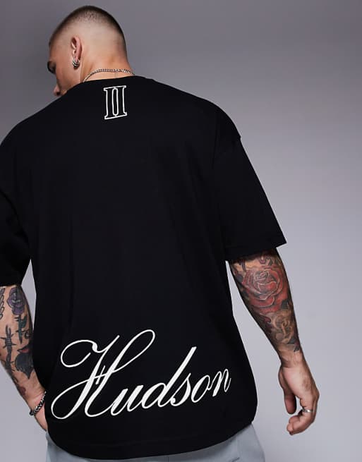 DESIGN Oversized T-shirt With Text Graphics In Black