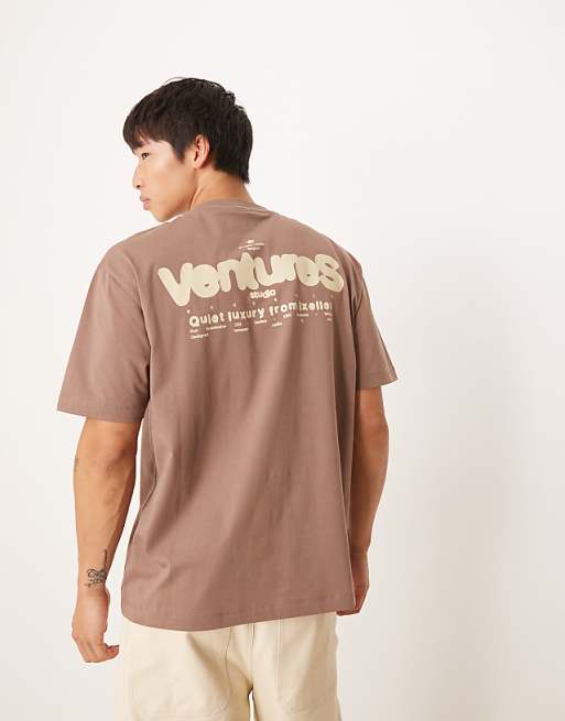DESIGN Oversized T-shirt With Text Print In Brown