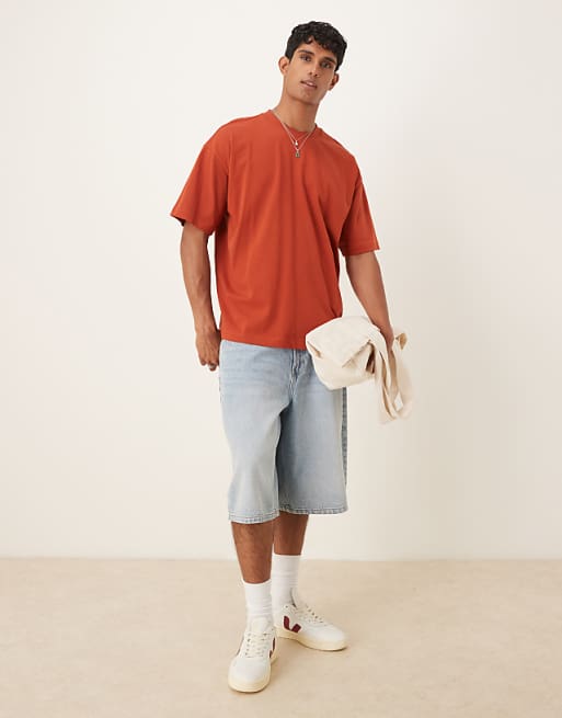 DESIGN Oversized T-shirt With Text Print In Orange