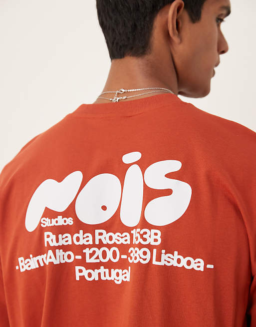 DESIGN Oversized T-shirt With Text Print In Orange