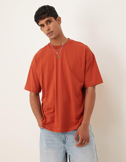 DESIGN Oversized T-shirt With Text Print In Orange