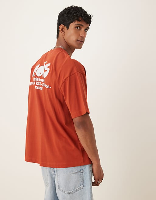 DESIGN oversized t-shirt with text print in orange