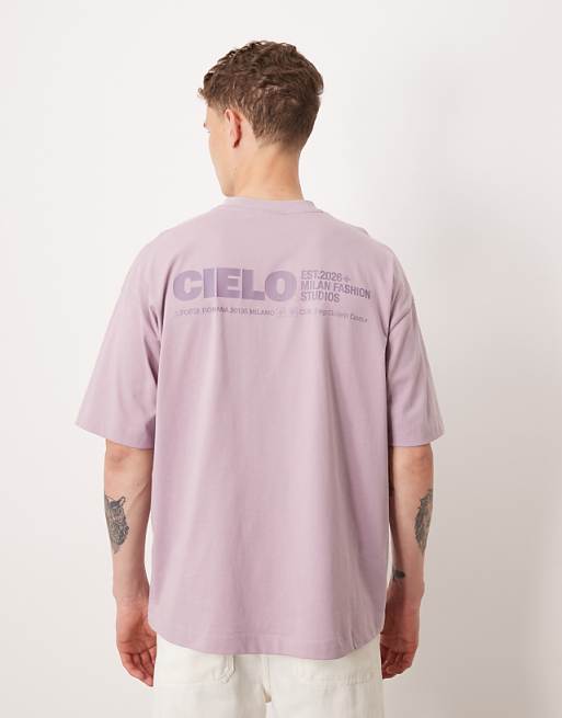 DESIGN oversized t-shirt with tonal print in lilac