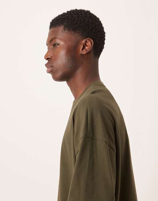 DESIGN Oversized T-shirt With Woven Tab In Green