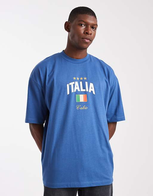 DESIGN oversized t-shirts in blue with Italy graphic
