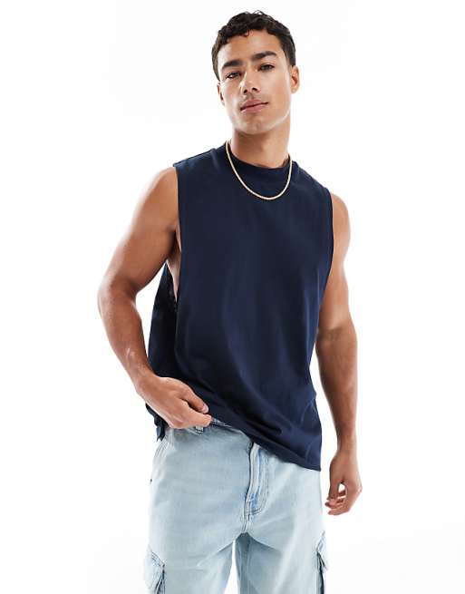 DESIGN Oversized Tank With City Graphic In Navy