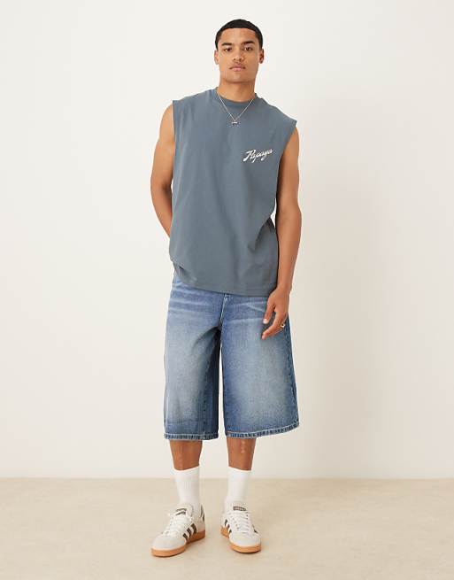 DESIGN Oversized Tank With Fruit Graphic In Charcoal