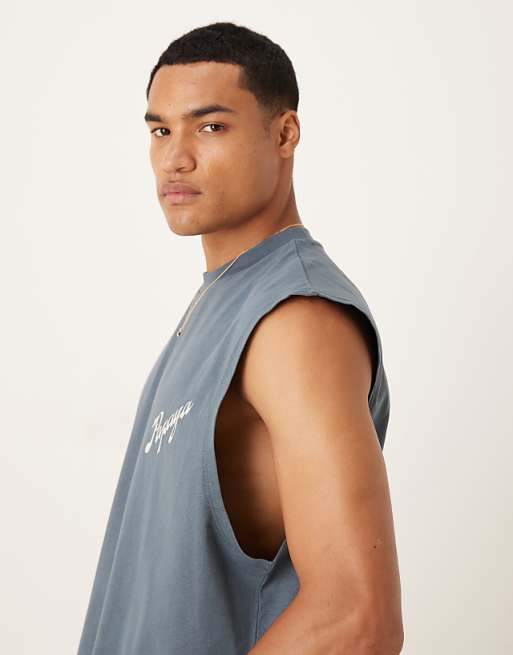 DESIGN Oversized Tank With Fruit Graphic In Charcoal