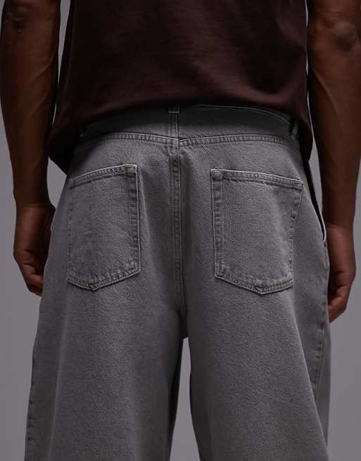 DESIGN Oversized Tapered Jeans In Stone With Tint