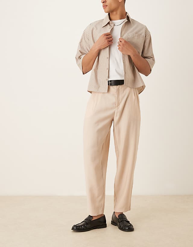 DESIGN oversized tapered smart trousers in beige
