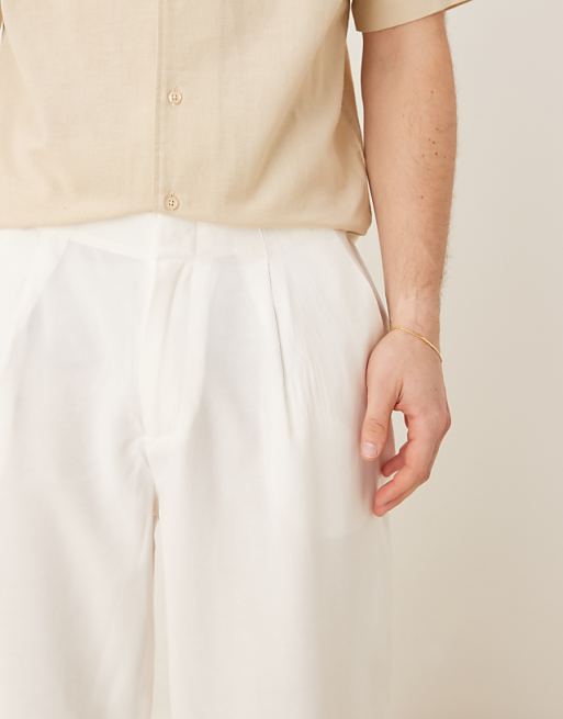DESIGN Oversized Tapered Trouser With Waistband Detail In White