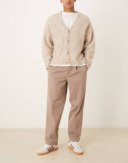 DESIGN Oversized Tapered Trousers In Brown