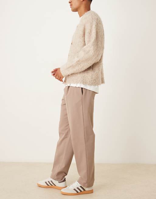 DESIGN Oversized Tapered Trousers In Brown