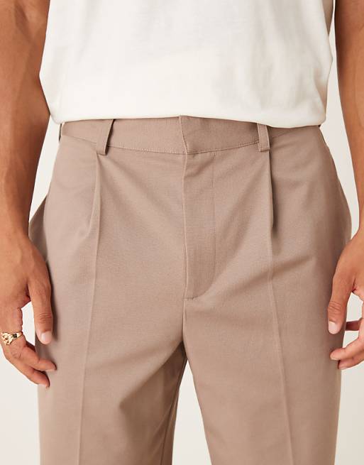 DESIGN Oversized Tapered Trousers In Brown