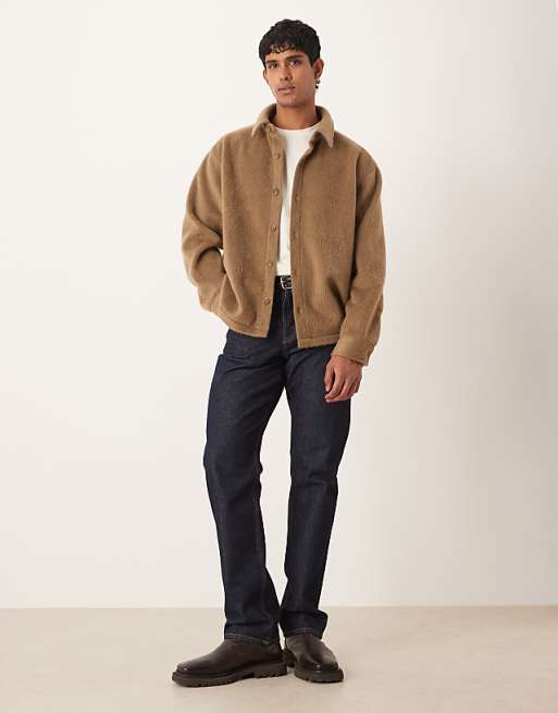 DESIGN Oversized Textured Shirt In Brown