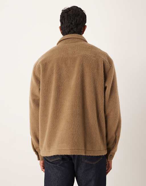DESIGN Oversized Textured Shirt In Brown
