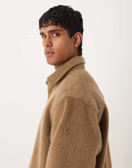 DESIGN Oversized Textured Shirt In Brown