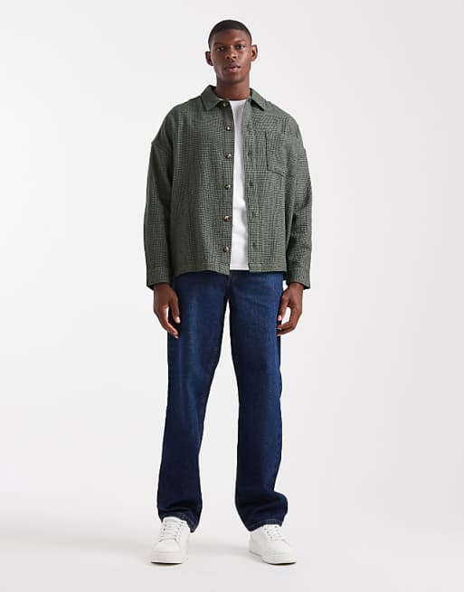 DESIGN Oversized Textured Shirt In Green