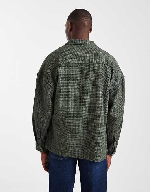 DESIGN Oversized Textured Shirt In Green